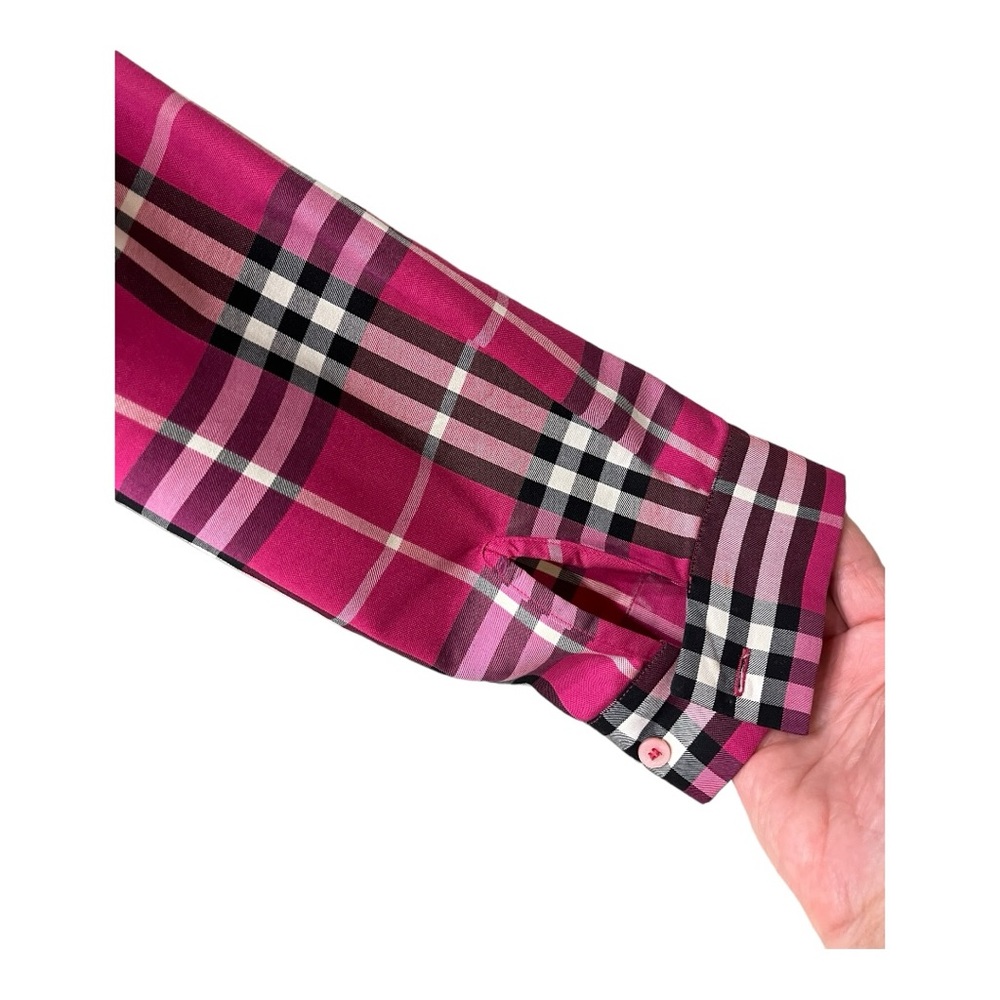 Burberry Women's Pink Plaid Top Size 6 - Picture 9 of 13